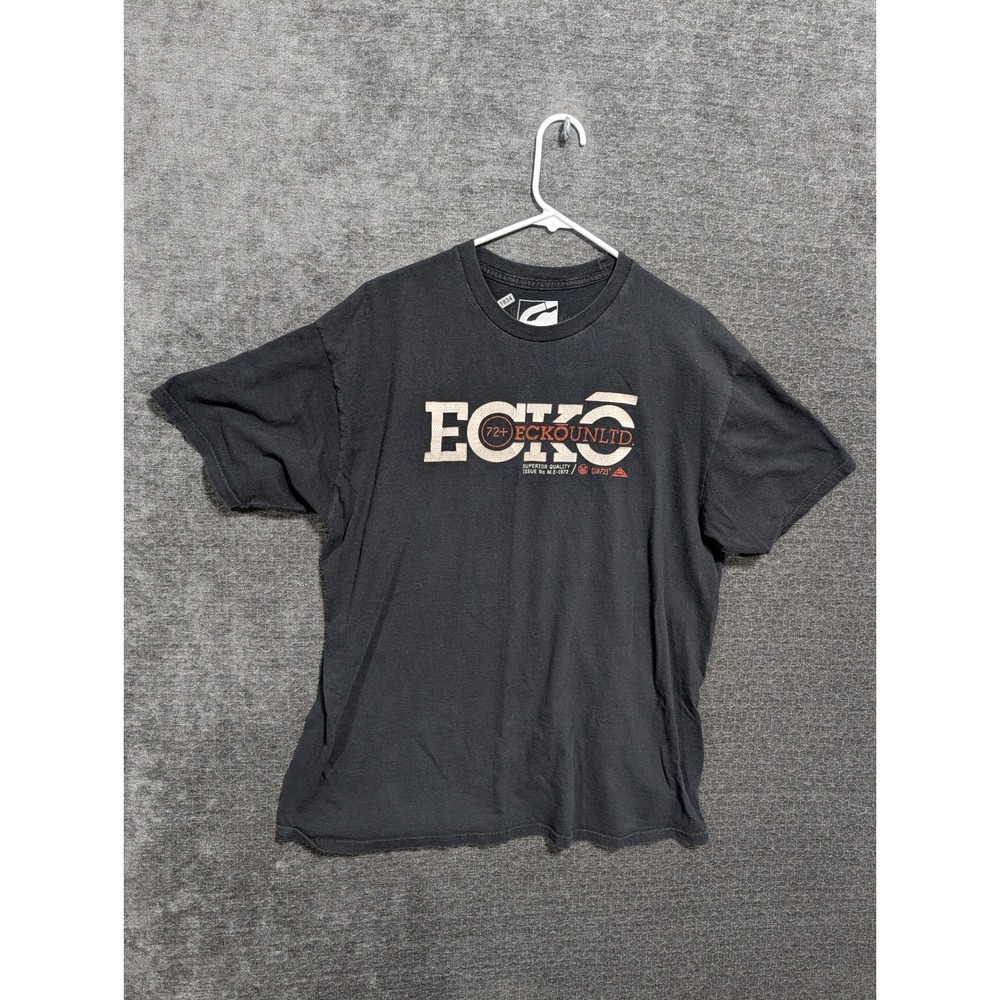 Ecko Unltd Mens XL Black Graphic T-Shirt Rhino Logo Y2K Streetwear Short Sleeve